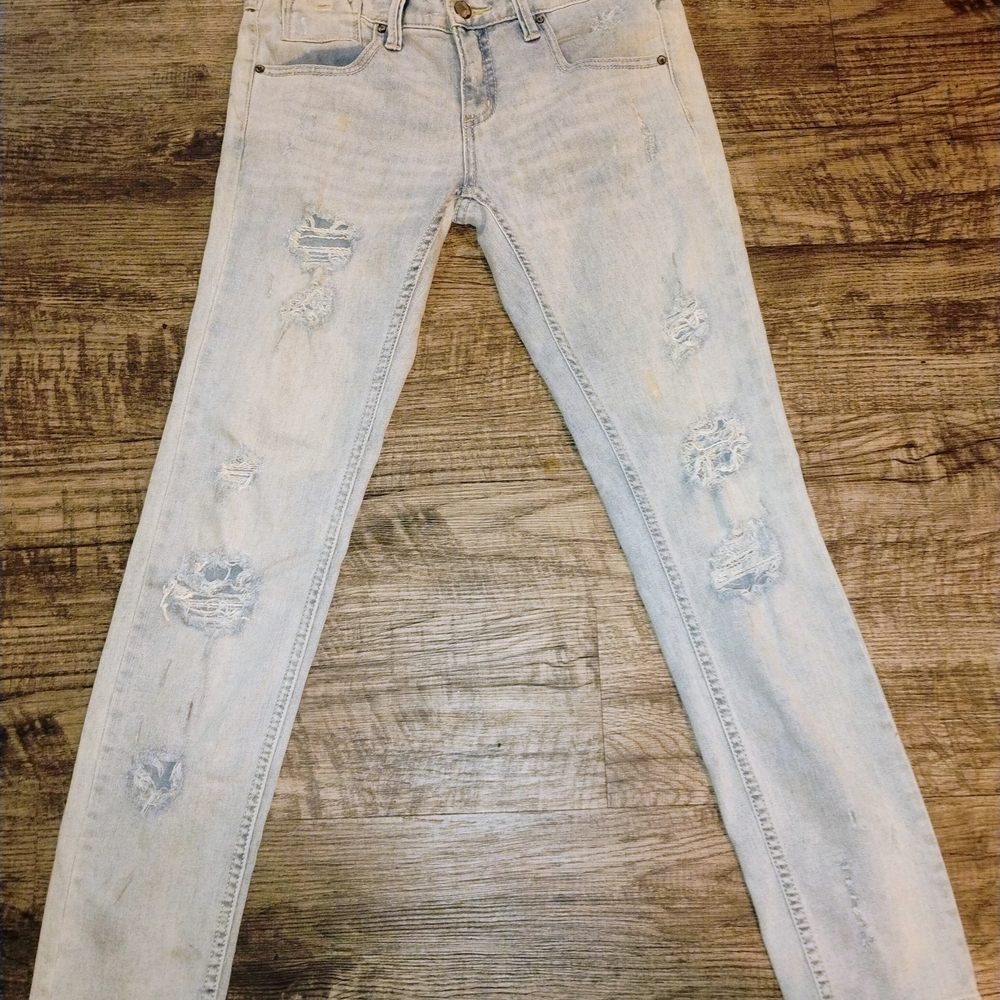 Free People Blue Skinny Distressed Jeans